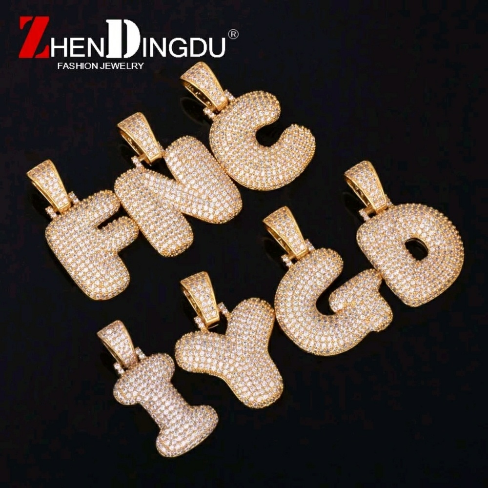Hip hop bubble letter "M"necklace